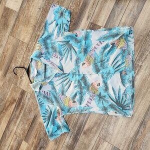 ISLANDER HAWAIIAN SHIRT VINTAGE MENS PARROT PRINT COLORFUL JUNGLE SIZE M BEACH